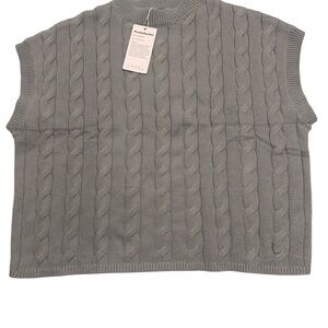 Elegant Gray Cable Knit Sweater Vest